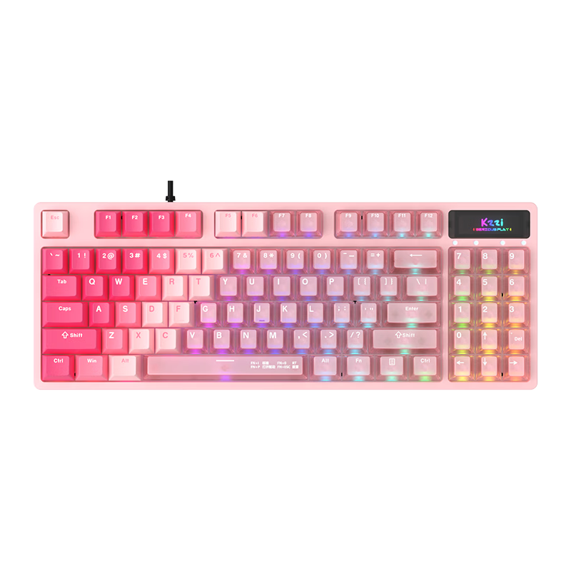 KZZI G89 Gaming Magnetic Axis Wired Keyboard RT Custom Mechanical 89-Key RGB Lighting Internet Cafe Keyboard for Gaming Valorant Gradient Pink White Jade Switch