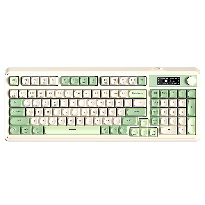 AULA S99Pro Wireless Keyboard, Tri-Mode Bluetooth Wired Mechanical Feel RGB Lighting Office Gaming E-Sports 99 Keys Computer Keyboard for Laptops And Desktops, Prairie Gree