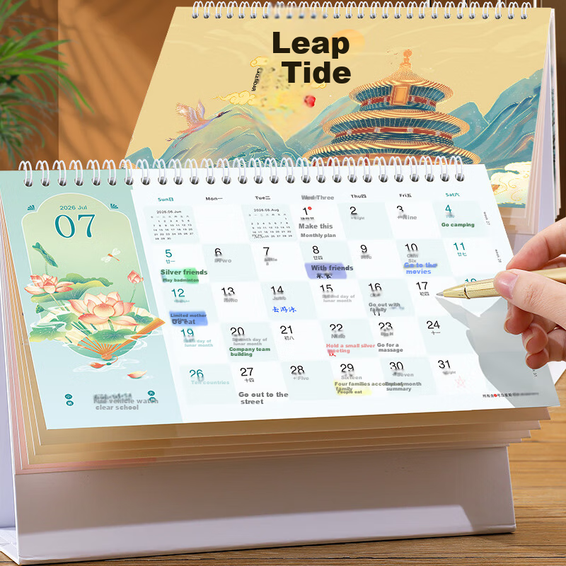 Langjie 2026 Desk Calendar Horse Year Large Grid Writing Planner Office Desktop Calendar Customizable