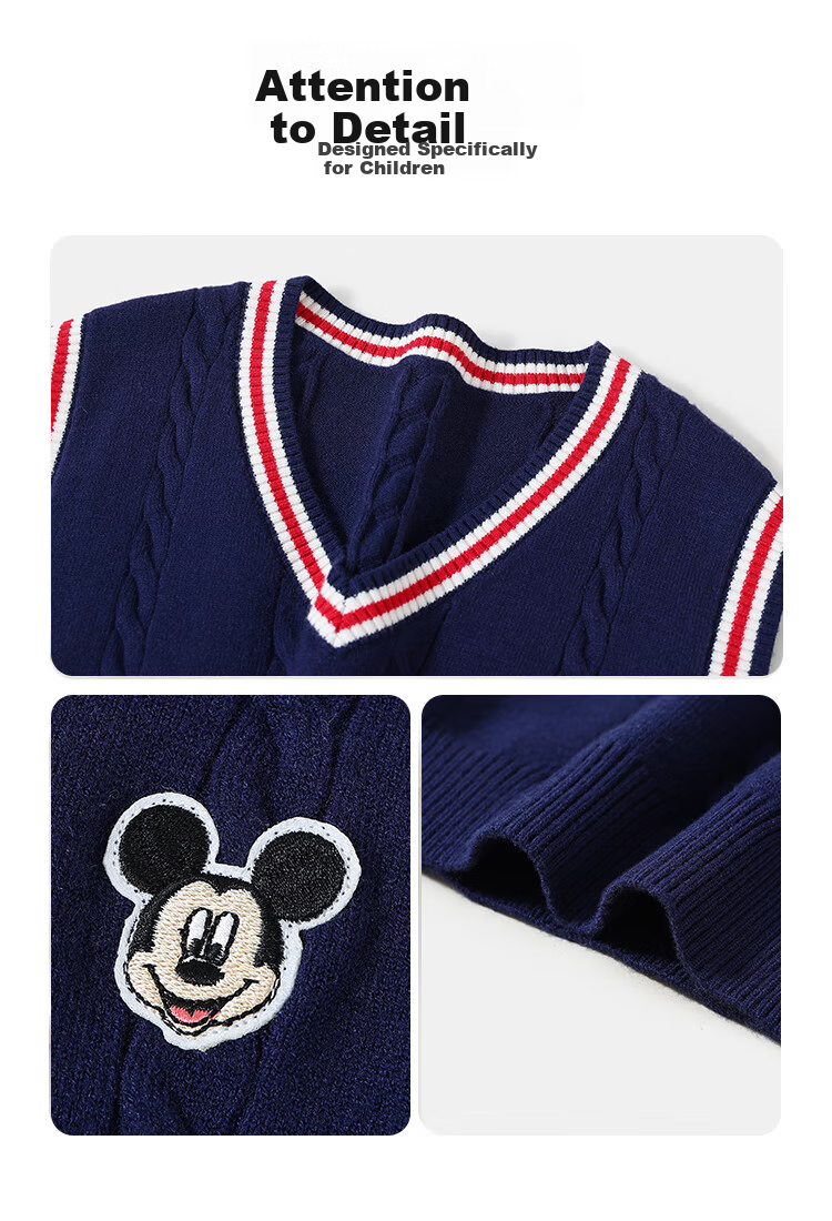 Disney Baby Kids Vest Boys and Girls Sweater Mid to Large Children Spring Casual College Style Knit Vest Light Pink 120 4