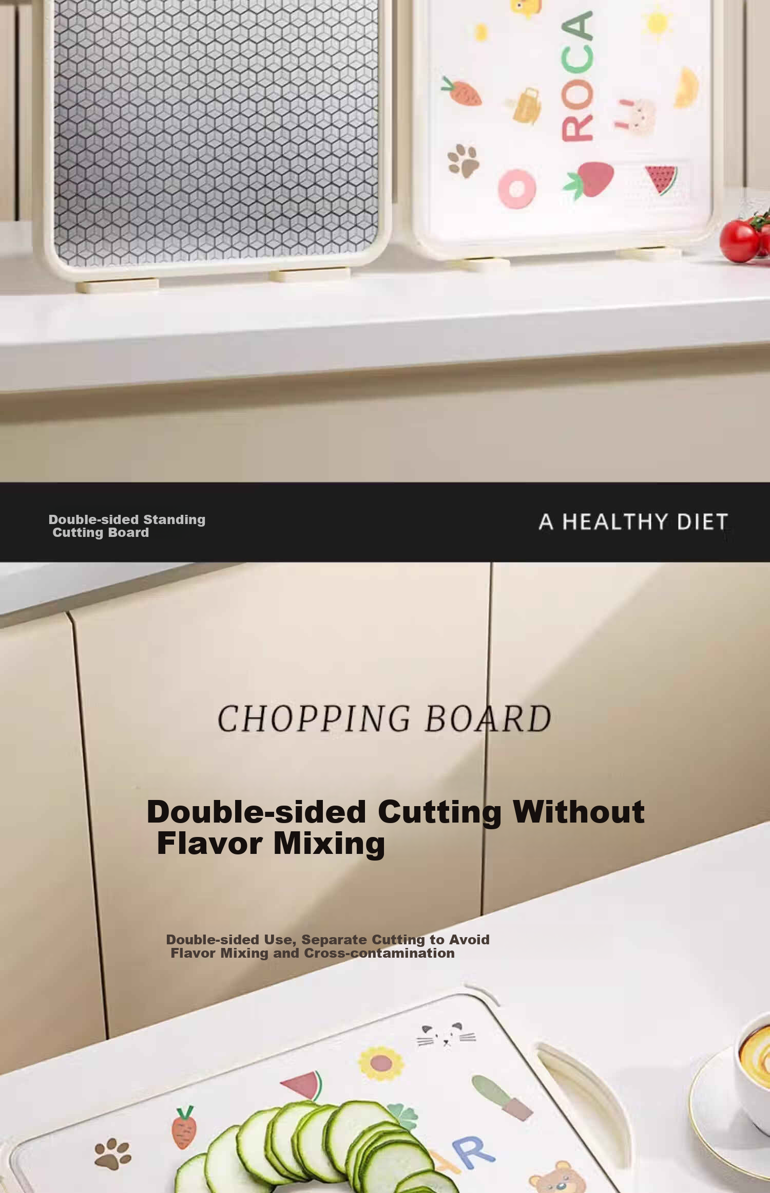 Deming Stainless Steel Antibacterial Mold-Resistant Double-Sided Kitchen Cutting Board for Home Use Fruit and Vegetable Chopping Board 8