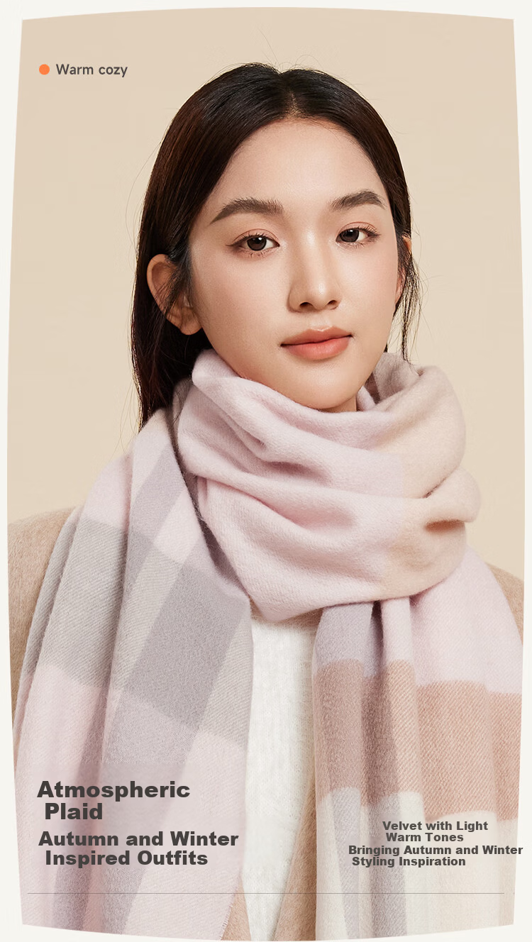 HLA Women's Scarf New Autumn Winter Pure Wool Soft Warm Birthday Gift for Girlfriend 4
