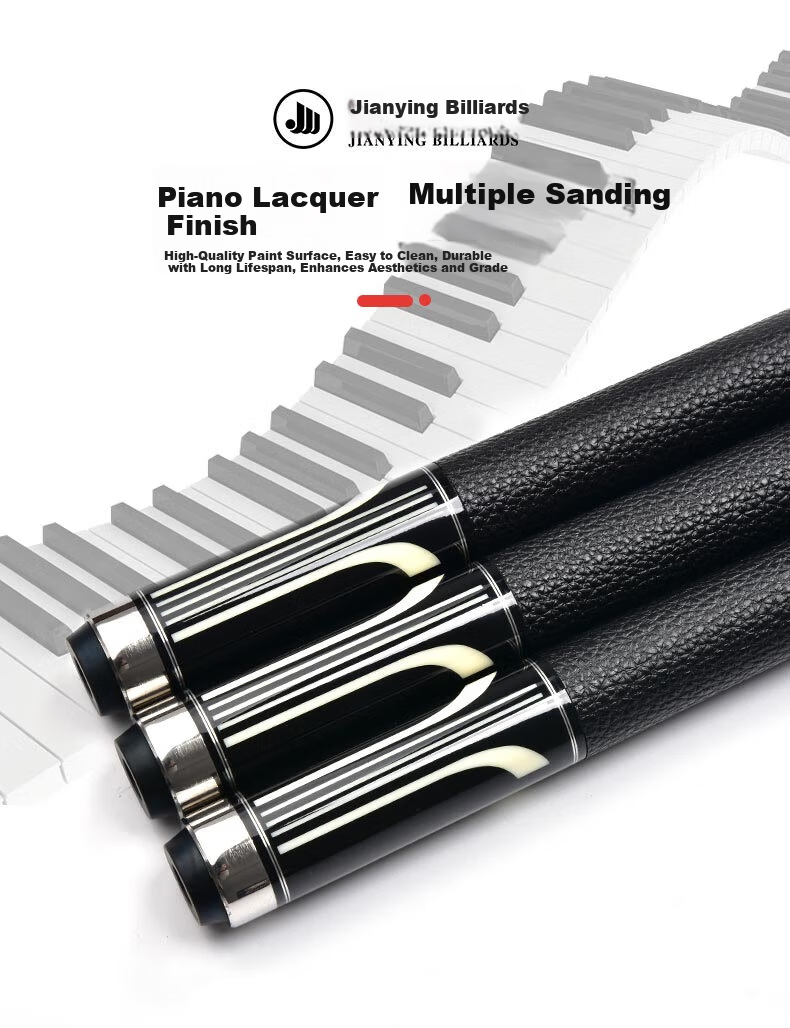Jianying Billiard Cue Large Tip Chinese Style Black 8 Eight Ball American Leather Handle Nine Ball Cue 1/2 Split Cue Pianist 12.75mm 9