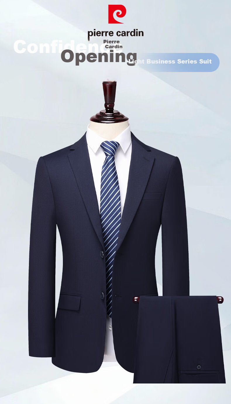 Pierre Cardin Wool Blend Men's Slim Fit Suit Set Business Casual Wedding Formal Wear 1