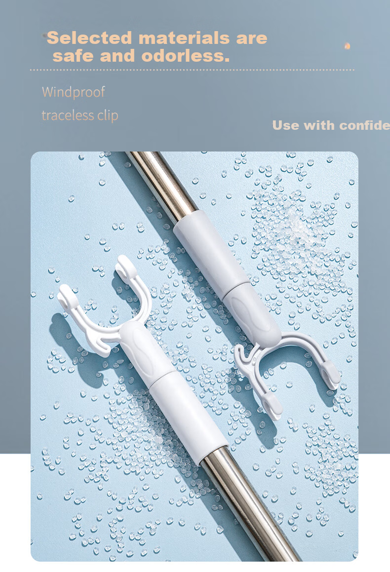 FK Retractable Clothes Drying Rod, No Drilling Required, Extendable Laundry Hanger for Balcony, Five Adjustable Levels, Stainless Steel Indoor Hanging Quilt Drying Tool 10