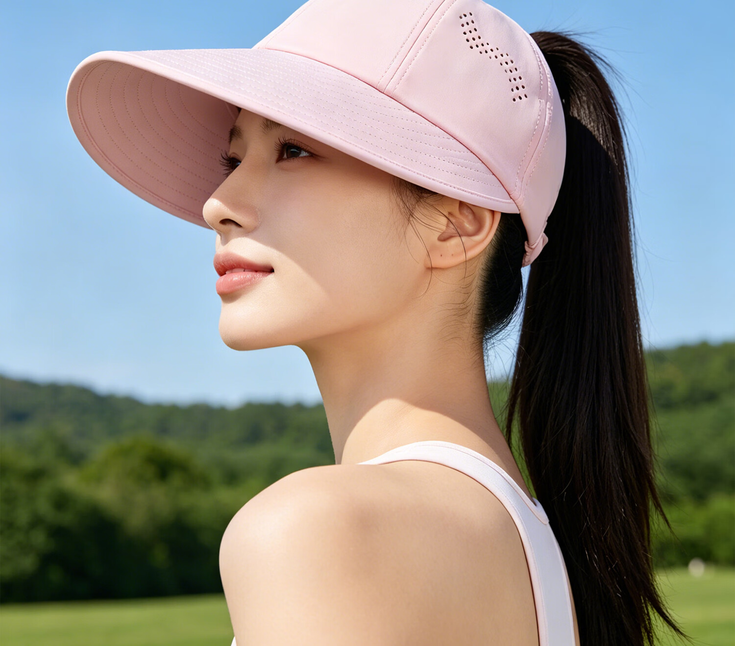 FANCET Women's Summer Sunshade Hat Large Brim UV Protection Sunscreen Outdoor Golf Baseball Cap Cooling Ponytail Hat 30