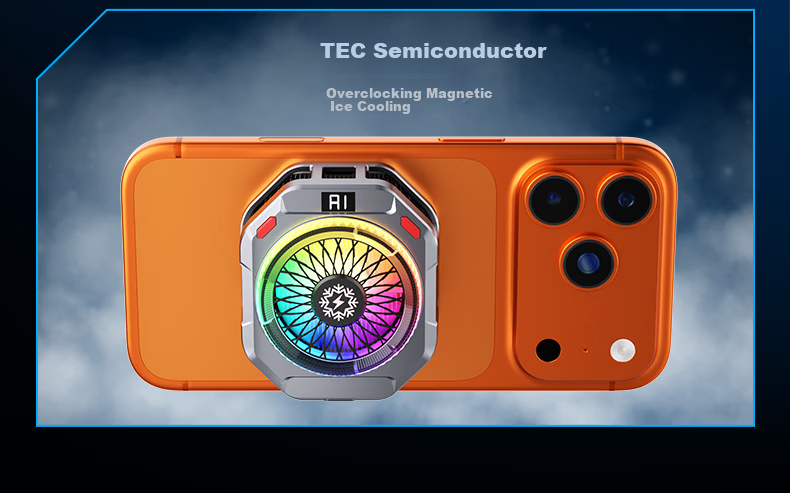 Zhiguozhe 38W Dual Airflow Magnetic Cooling Phone Cooler Ice-Making Semiconductor Cooling Clip for Gaming Live Streaming Compatible with Apple 8