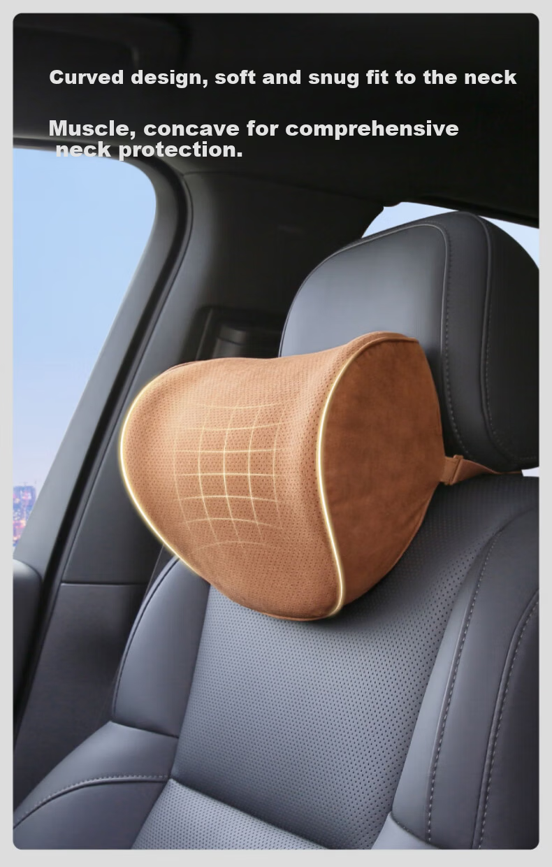 BIMLL Car Headrest Neck Pillow Memory Foam Perforated Suede Car Cushion Maybach Universal Model 4