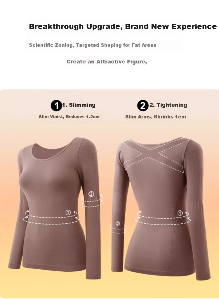 Caiyue Women's Thermal Shapewear Set High-Waist Hip-Lifting Slimming Body Shaping Base Layer Autumn Top and Bottom 3