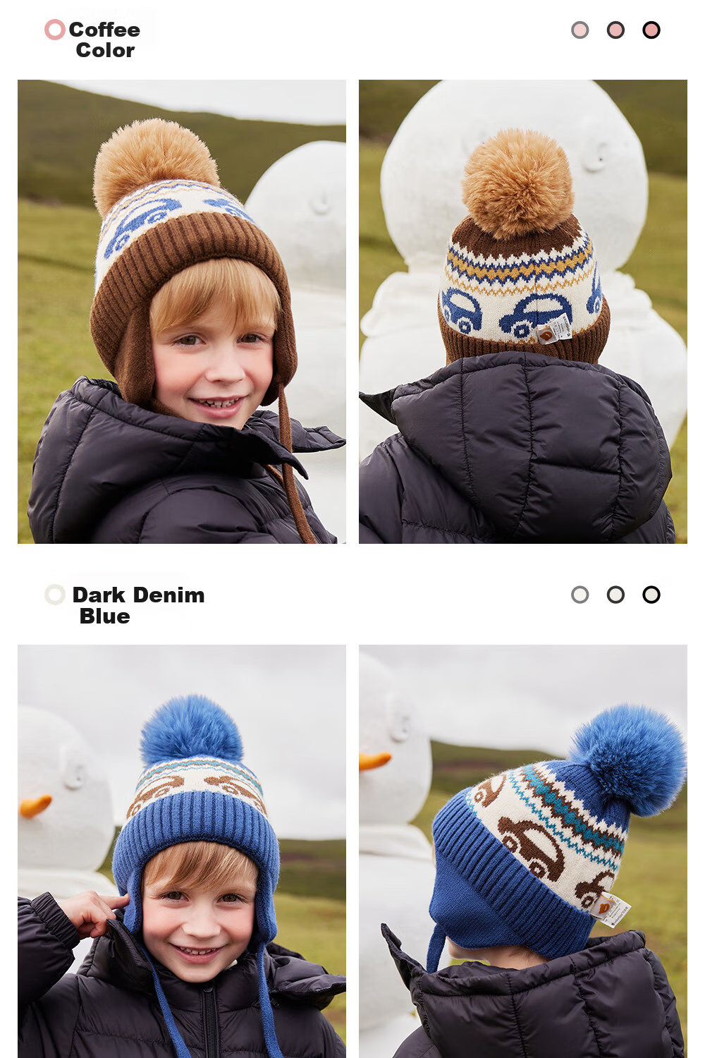 Beitaisi Children's Winter Hat, New Style for Boys And Girls, Knitted Woolen Hat, Baby Pullover, Thickened Windproof Warm Ear-Covering Cap 18