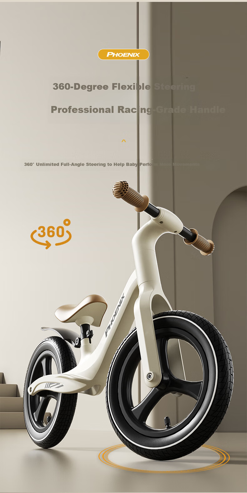 Phoenix Children's Balance Bike with Shock Absorption, for Ages 2-3 Kids' Scooter, 14-Inch Gift 2