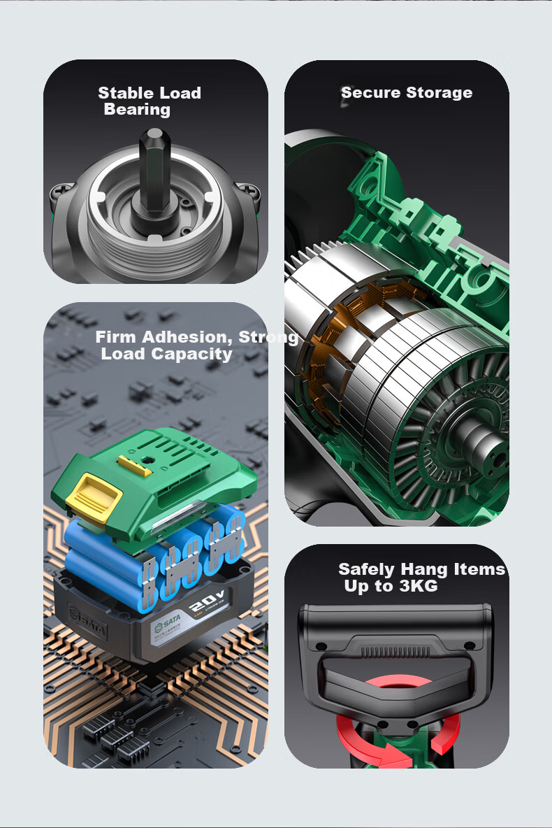 SATA Lithium Battery Brushless Concrete Vibrator Handheld Site Rechargeable Concrete Vibrator D05540 One Battery 3