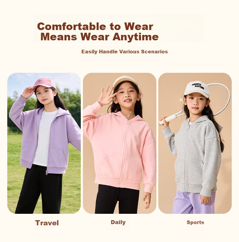 Jeanswest Girls' Outfit 2026 Children's Fashionable Jacket Spring Hoodie Sports Two-Piece Set for Older Girls 5