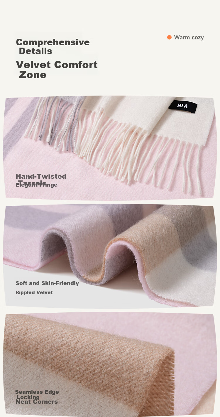 HLA Women's Scarf New Autumn Winter Pure Wool Soft Warm Birthday Gift for Girlfriend 11
