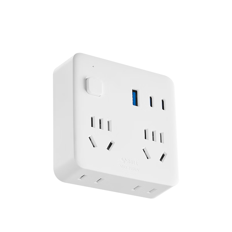 BULL 30W PD Apple Fast Charging Socket Expander / One-to-Multiple / One-to-Four Adapter / Converter / Power Strip 4-Position Master Control + USB GN-9322U30