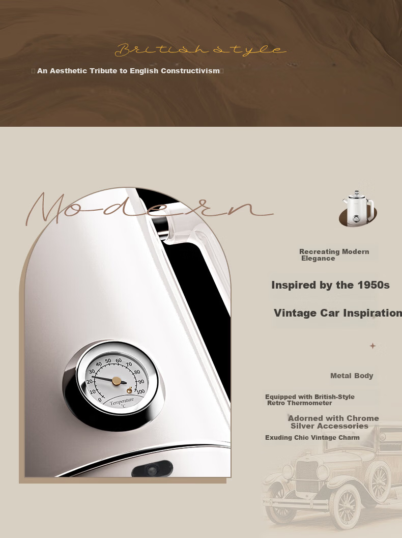 Modong Electric Kettle Double-Layer Anti-Scald 1.8L Large Capacity Household Electric Kettle 304 Stainless Steel Inner Liner High Power 1500W Fast Boiling MD-DSH08R 2