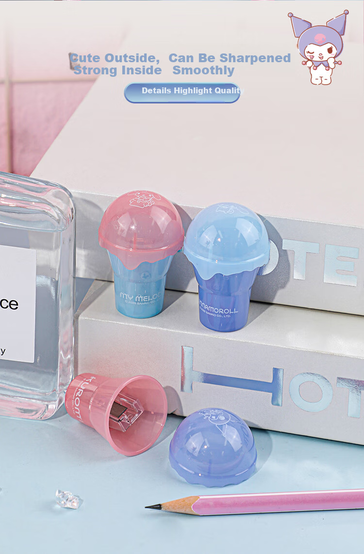 Guangbo & Sanrio Pencil Sharpener Manual Mini Sharpener for Elementary School Girls Small Pencil Cutter Kindergarten 3-Pack KT84891 5