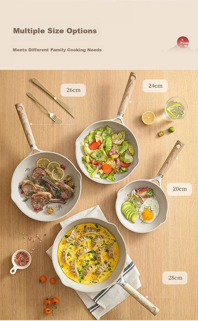 CaROTE Maifan Stone Non-Stick Titanium Frying Pan 24cm for Home Use Steak Pan Small Egg Pancake Pan Induction Cooker Compatible 10