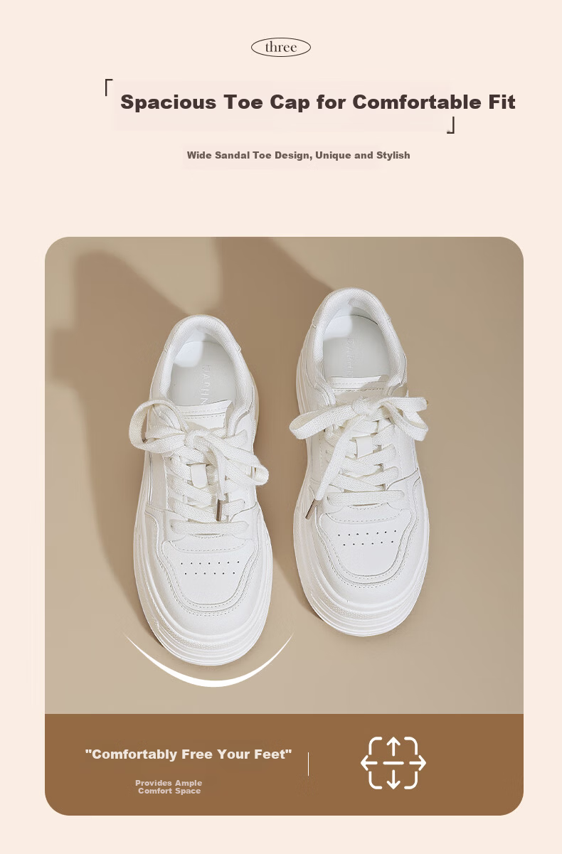 Daphne Women's Thick-Soled White Sneakers 2026 New Summer Lightweight Casual Platform High-Heel Shoes for Shorter Height 3