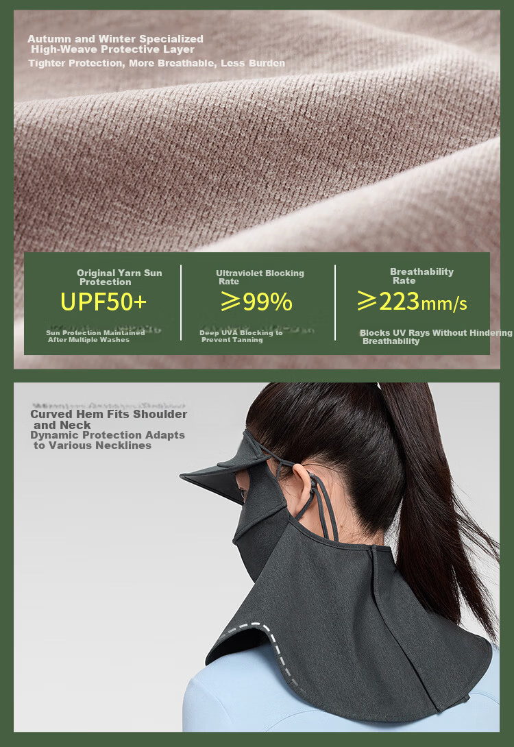 Beneunder Autumn Winter Sun Protection Moisturizing Cycling Face Mask Windproof Visor Face Bikini High-Value Women's Brown 50