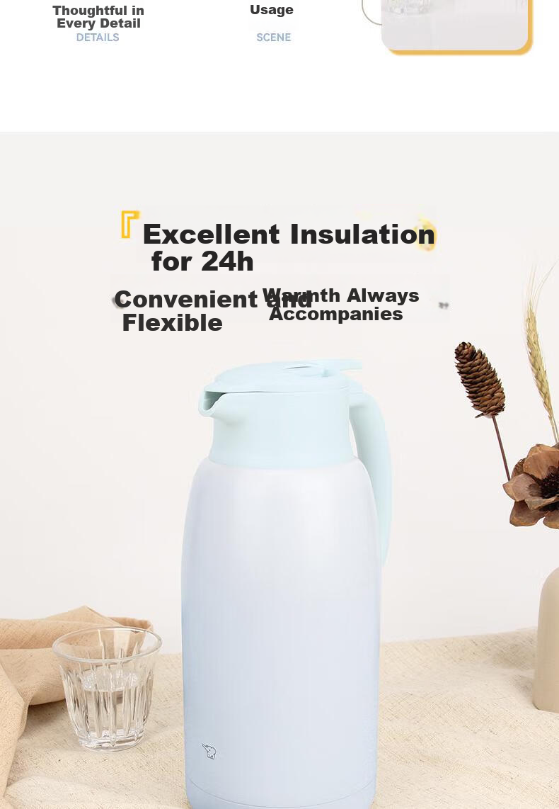ZO JIRUSHI Stainless Steel Insulated Thermos Large Capacity Portable Electric Kettle Home Hot Water Flask KA20 3