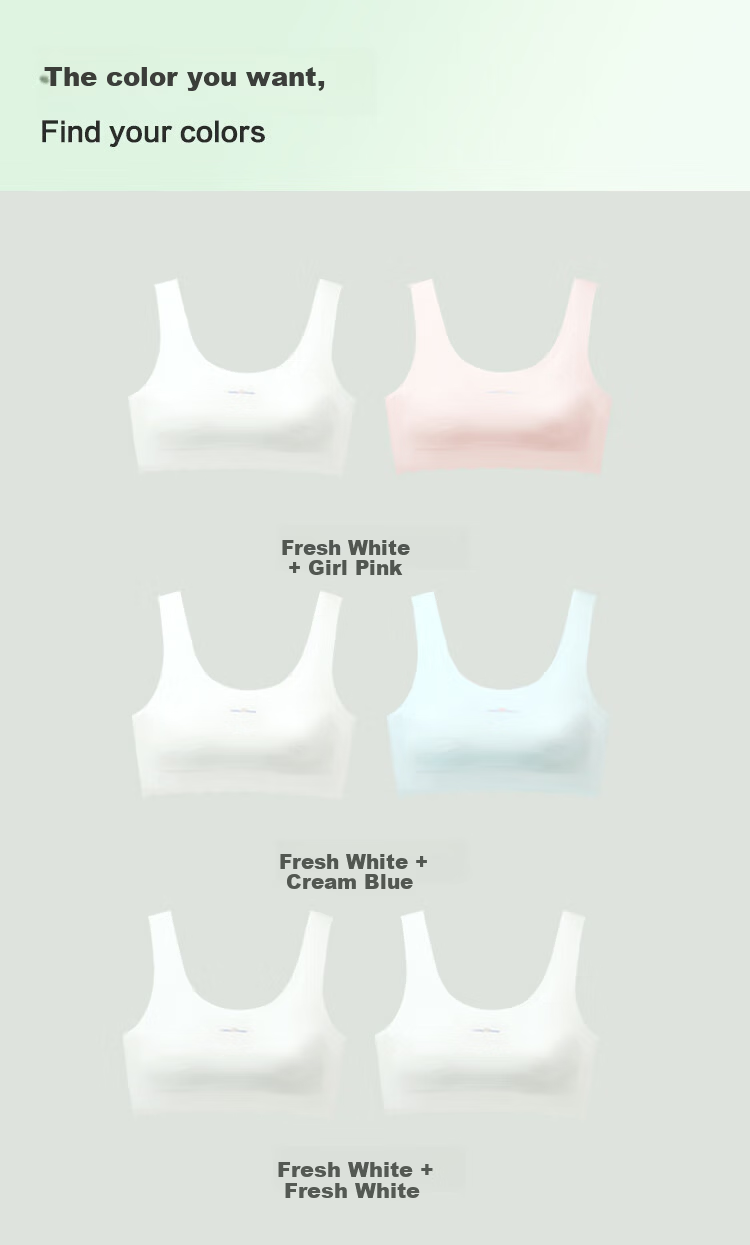 Hodohome Girls' Bra, Second Stage Development Period, Seamless Underwear for Young Girls, Breathable Vest for Older Children, 002 Three B90 9