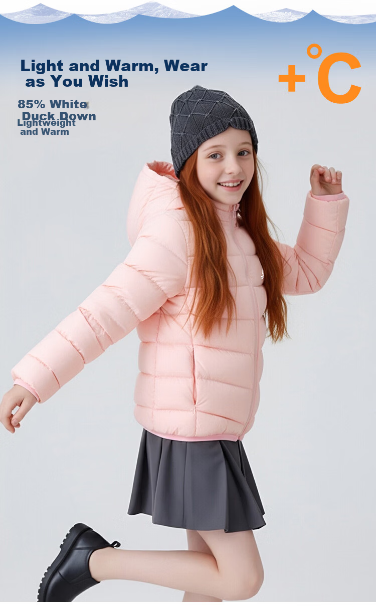 Navigare Kids Down Jacket Boys Ribbed Down Coat Girls Warm Off-White Hooded 150 2