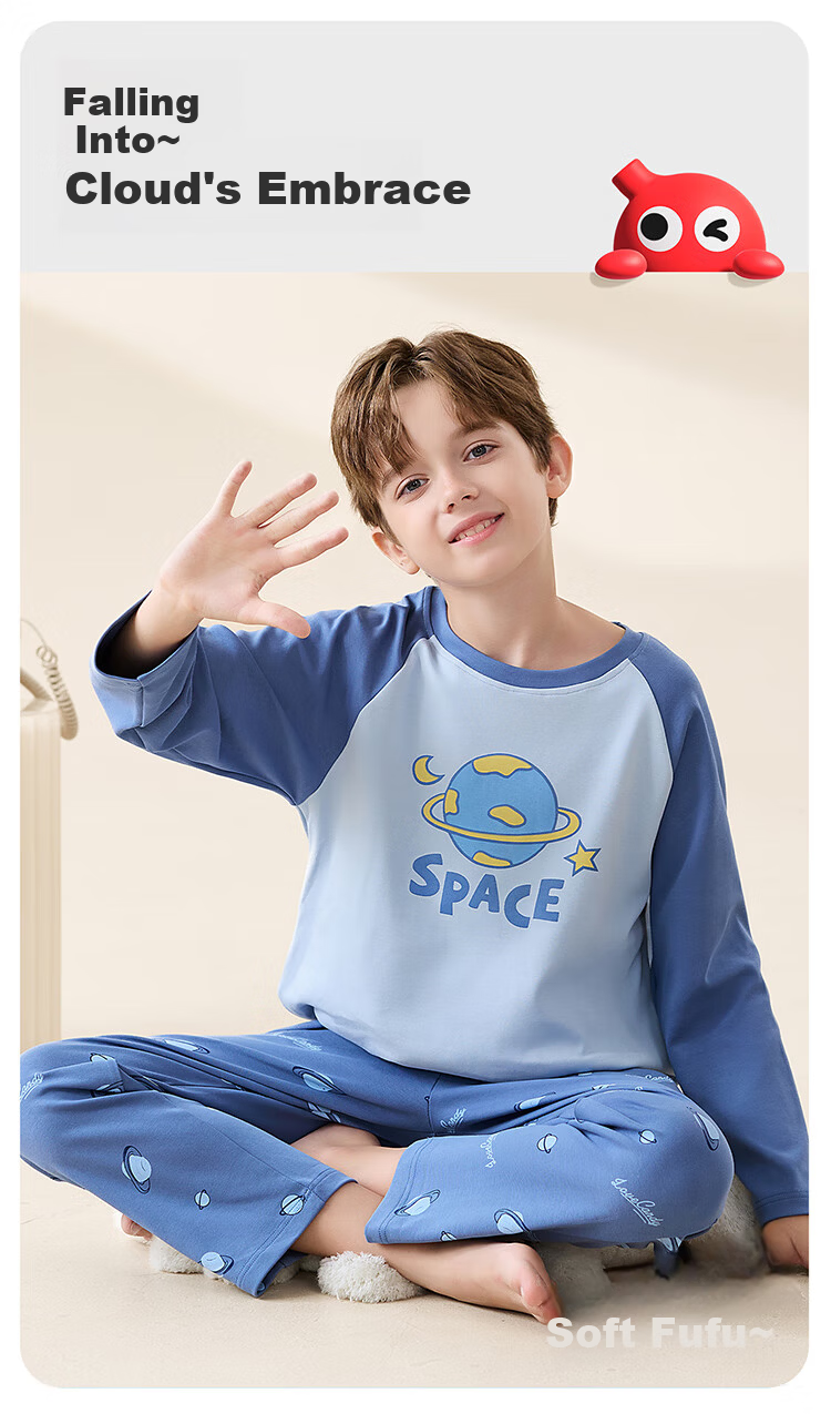 Hodo Kids 2025 New Boys' Pajamas Spring Summer Cotton Children's Homewear Pure Cotton Big Boys Set 5