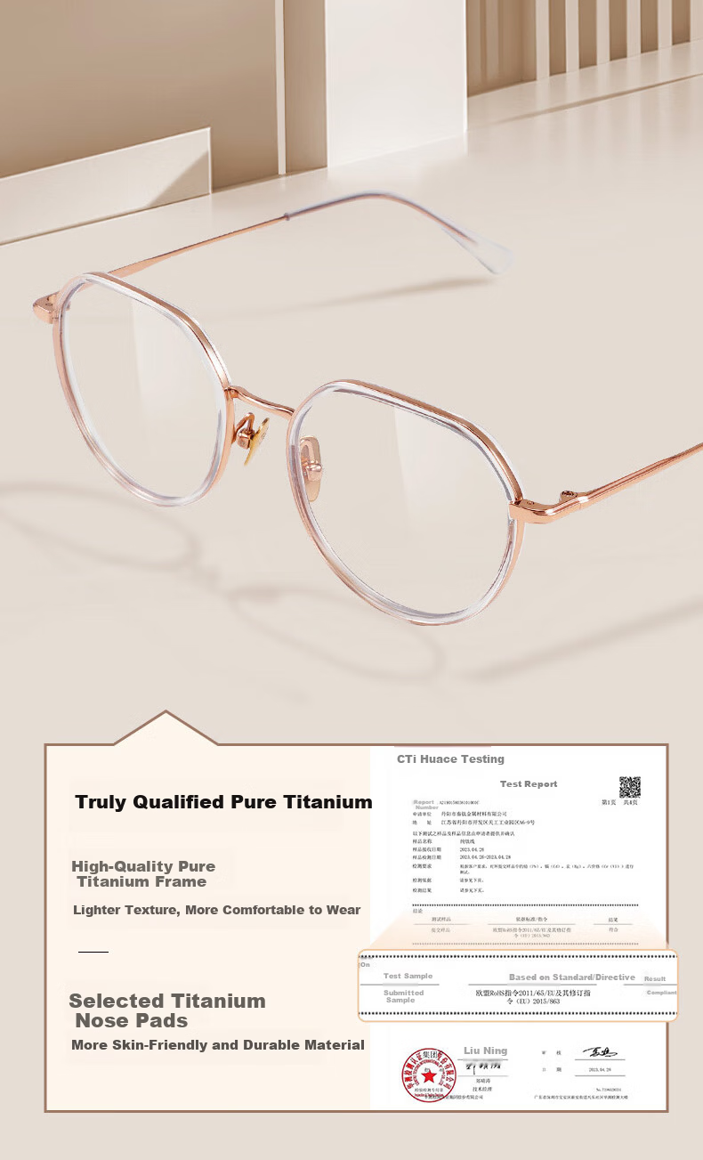 Sunset Red Women's Reading Glasses Pure Titanium Ultra-Light Blue Light Blocking HD Eyewear Youthful Appearance Gift for Mom E309M +2.00 Diopter 2