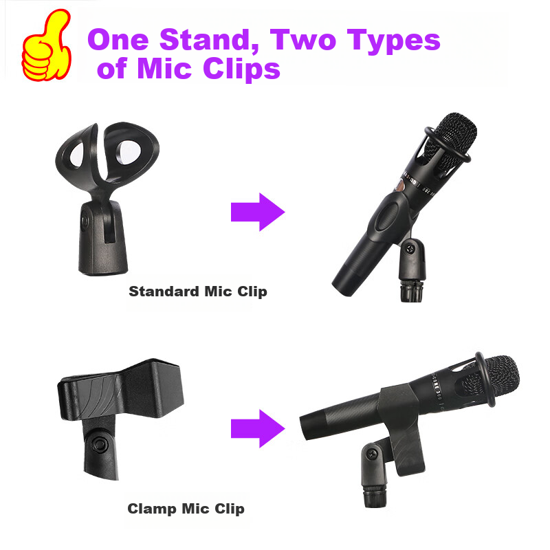 Depusheng H6 Microphone Stand, Outdoor Windproof Floor Stand for Singing, Recording, Live Streaming, Stage Performance, School Training, Lecturing, Adjustable Height, Dual Mic Clip, Metal Reinforced And Thickened 1