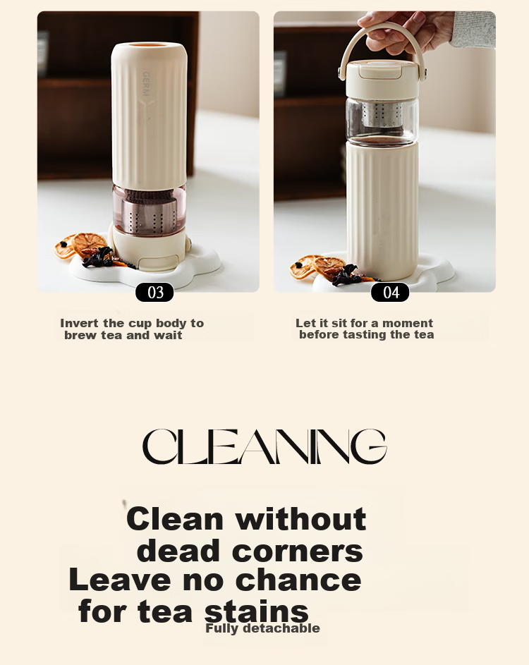 Germ Tea Separation Glass Cup for Women High-Value Floral Tea Water Cup Office Brewing Tea Cup Gift Cup 500ML Purple 10