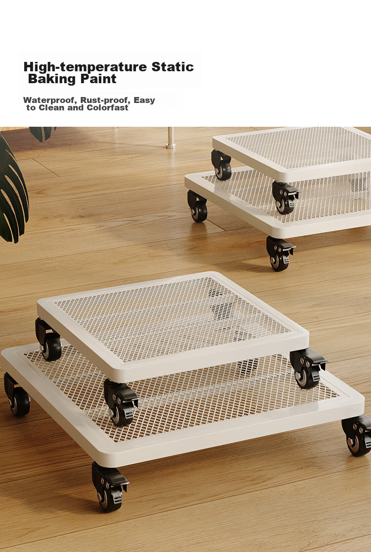 Yicainianhua Flower Stand, Balcony Storage Rack, Floor-Standing Flower Pot Rack, Square Plant And Succulent Pot Movable Shelf, 30/5315 17