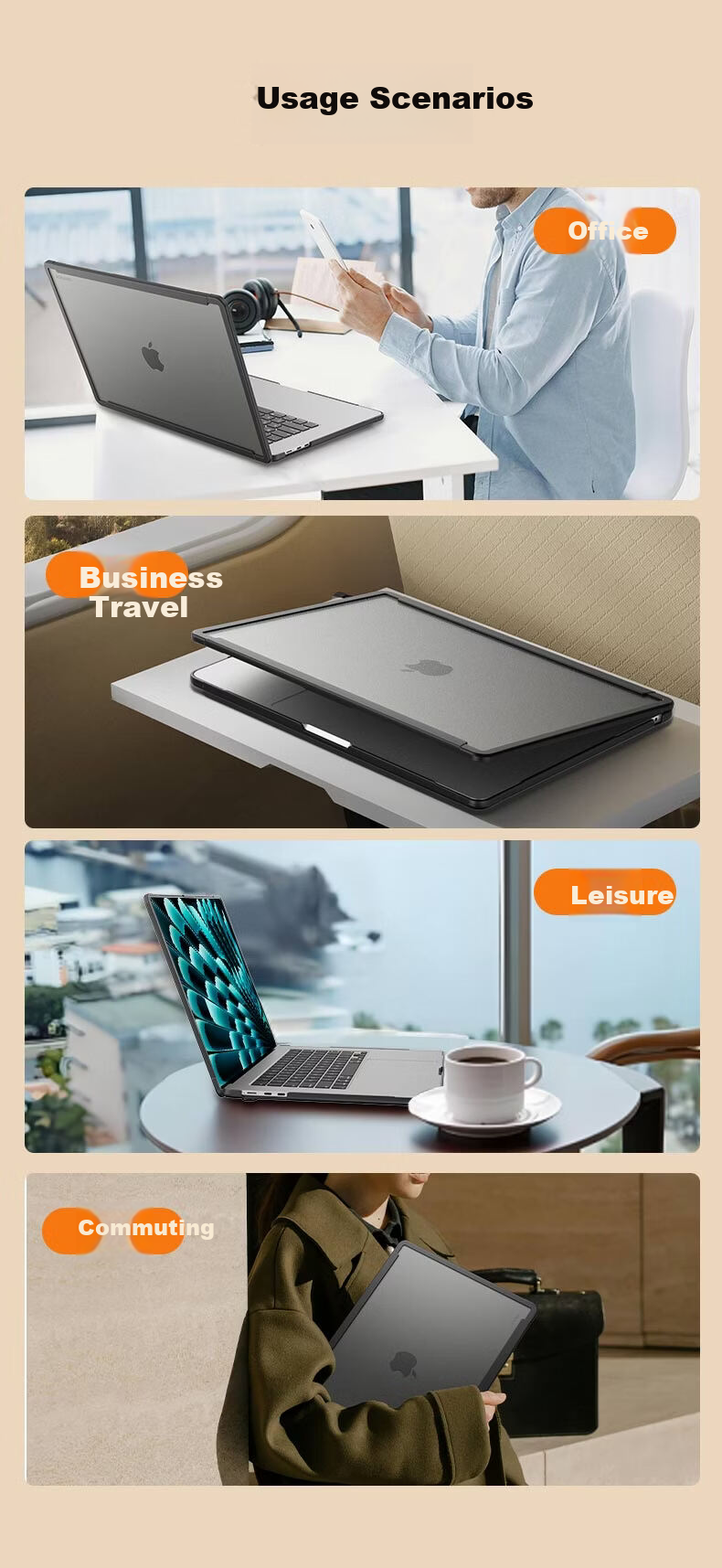 VOKAMO 2026 New M5 Compatible MacBook Pro 14-inch M5/M4/M3 Laptop Case Protective Cover Portable Semi-Transparent Black 13