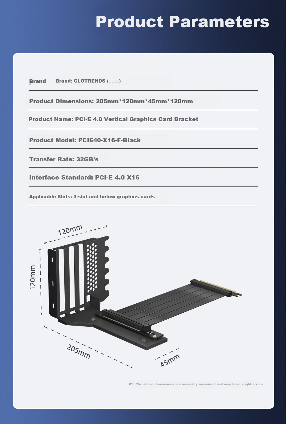 Gechu PCIe 5.0 Vertical GPU Bracket for 3-Slot Thick PCIe 5.0 Graphics Cards, Compatible with RTX 5090 (Ti) and RX 9070 (XT) GPUs 10