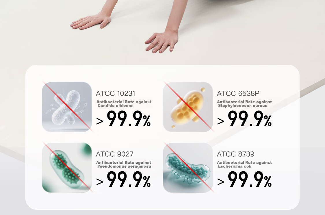 Keep Antibacterial Yoga Mat for Women Home Fitness Mat Shock Absorption Silent Extra Large Extra Wide Thickened 9mm Oat White 1