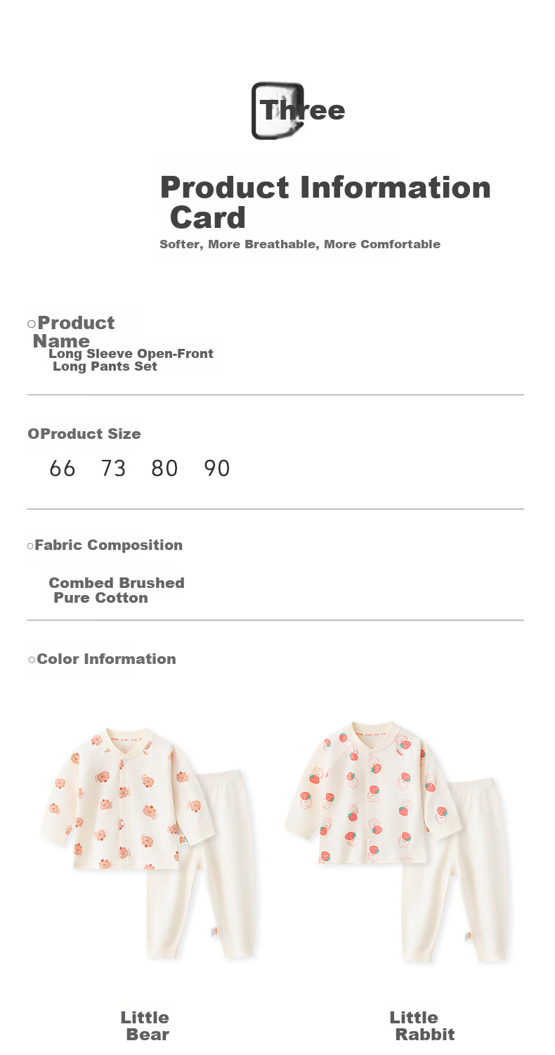 Babyprints Baby Homewear Set Unisex Infant Top and Pants 2-Piece Soft Cotton Underwear Four Seasons Rabbit 80 4