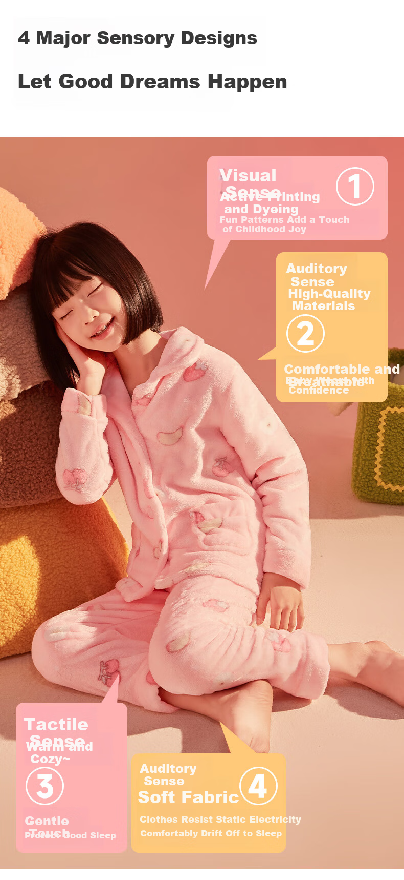 LangSha Kids Autumn Winter Thickened Double-Sided Flannel Fleece Loungewear Set for Boys and Girls, Size 110 2