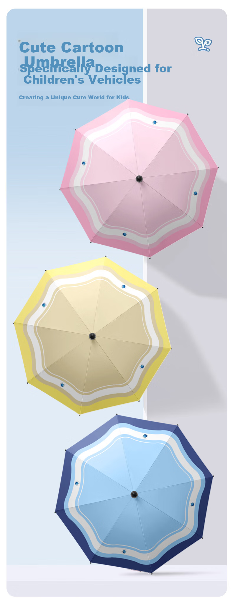 Mido Baby Stroller Sunshade Umbrella Tricycle Pushchair Sun Protection Rain Umbrella M901 Peach Pink 1