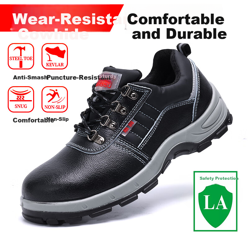 Dinggu Men's Safety Work Shoes Anti-Smash Anti-Puncture Steel Toe Steel Plate Solid Sole 1125heiS38