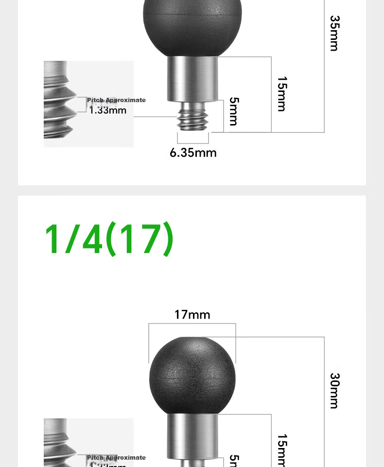 FANAUE Motorcycle Phone Holder 1/4 25mm 20mm 17mm Extension Ball Head Sports Camera Adapter Base B-1 13
