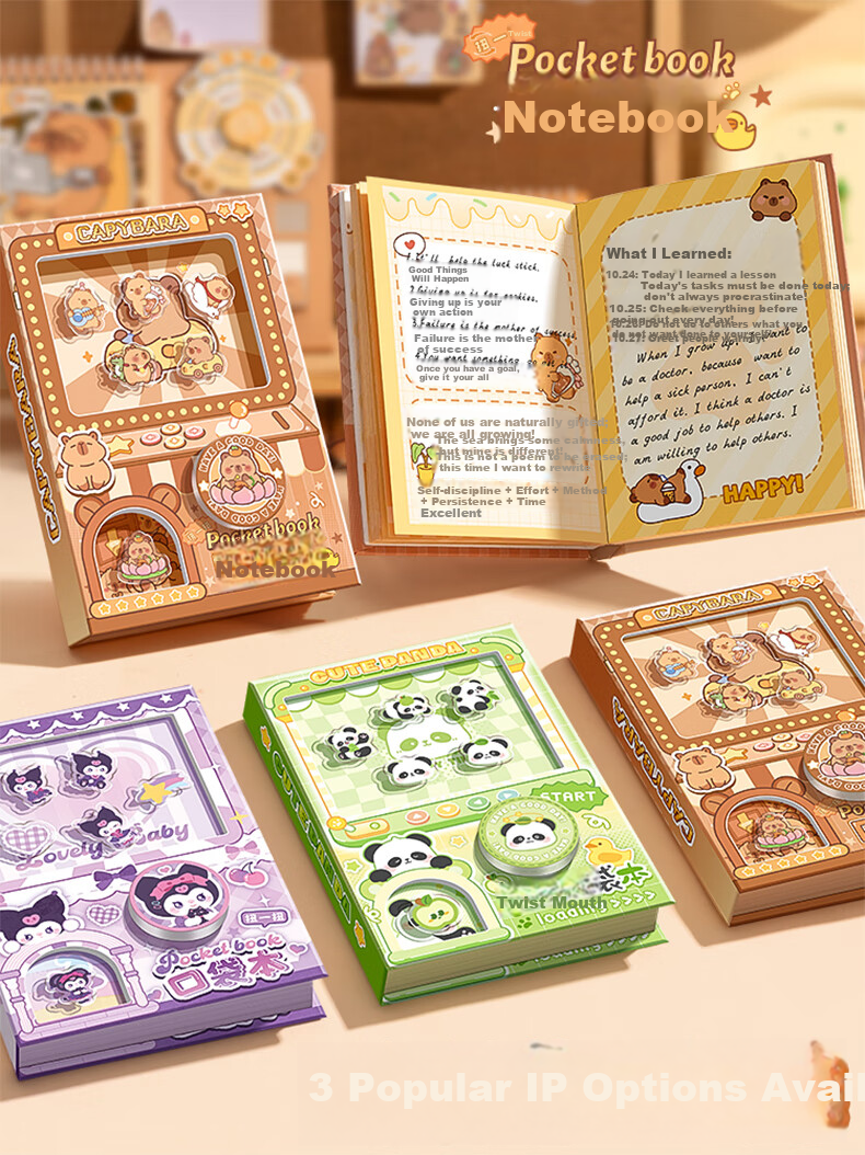 Kaba Bear High-Value Pocket Portable Notebook 80 Pages Gashapon Fun Full-Color Capybara Notebook 6