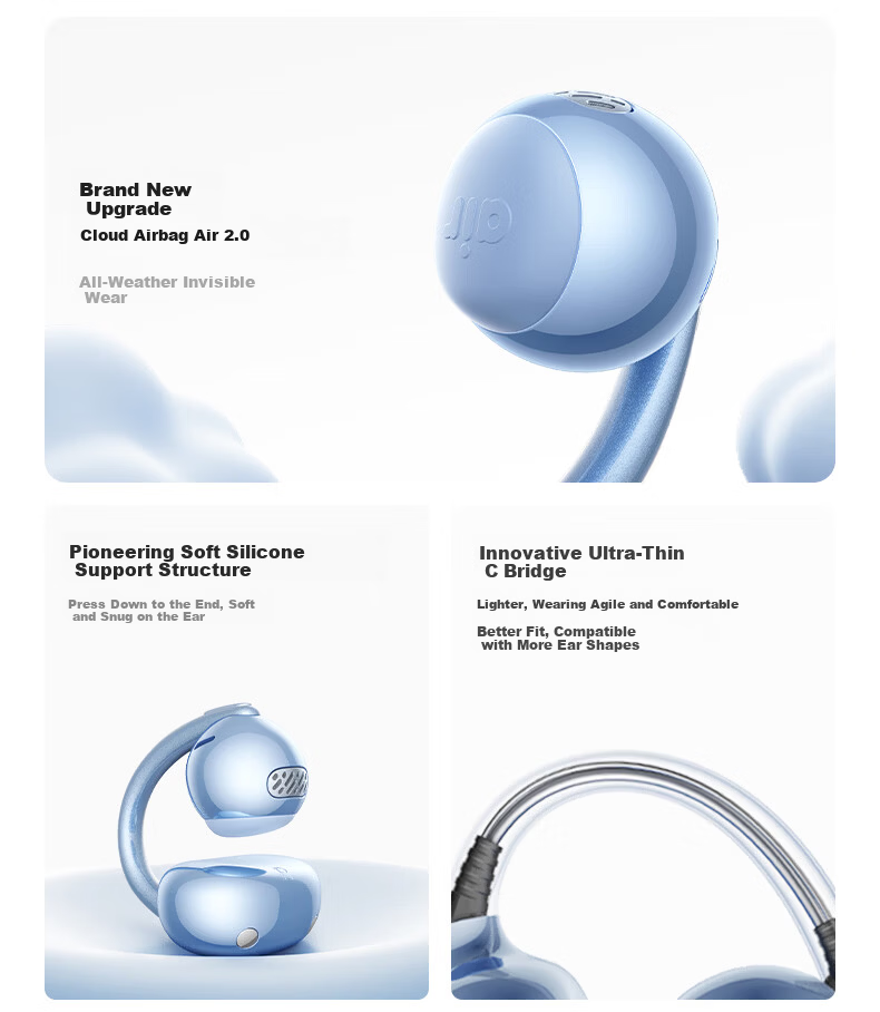 BASEUS [Latest Model 2026] MC2 S Comfortable Ear Clip Bluetooth Headphones, Open-Style Non-In Sports Call Noise Reduction AI Translation Long Battery Life Phantom Black 9