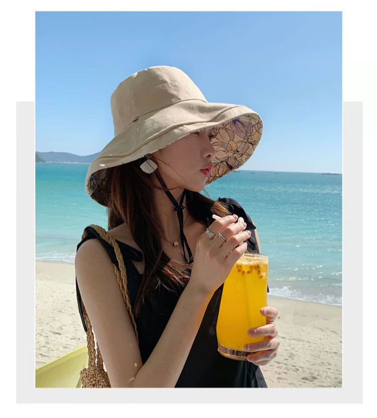 Xueqiman Double-Sided Sunshade Fisherman Hat for Women, UV Protection, Spring and Summer Outdoor Travel, Face-Covering Wide Brim, Foldable Sun Hat 7