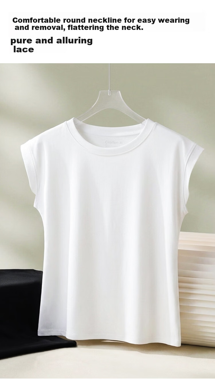 Audifine Women's Slim Fit Camisole Tank Top Spring Summer Small Cap Sleeve Cotton Modal Sleeveless Innerwear White L 5