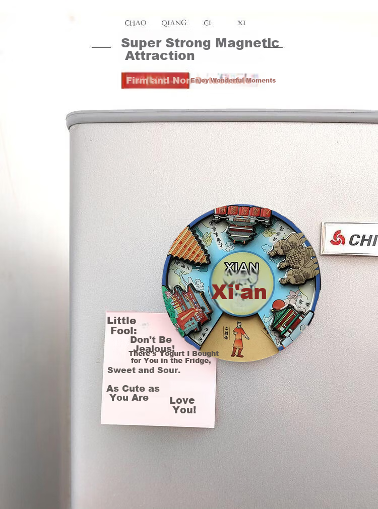 Yi Ju Changning Rotatable City Creative Refrigerator Magnet Travel Souvenir Xi'an China Landmark Spin Wheel Xi'an 4