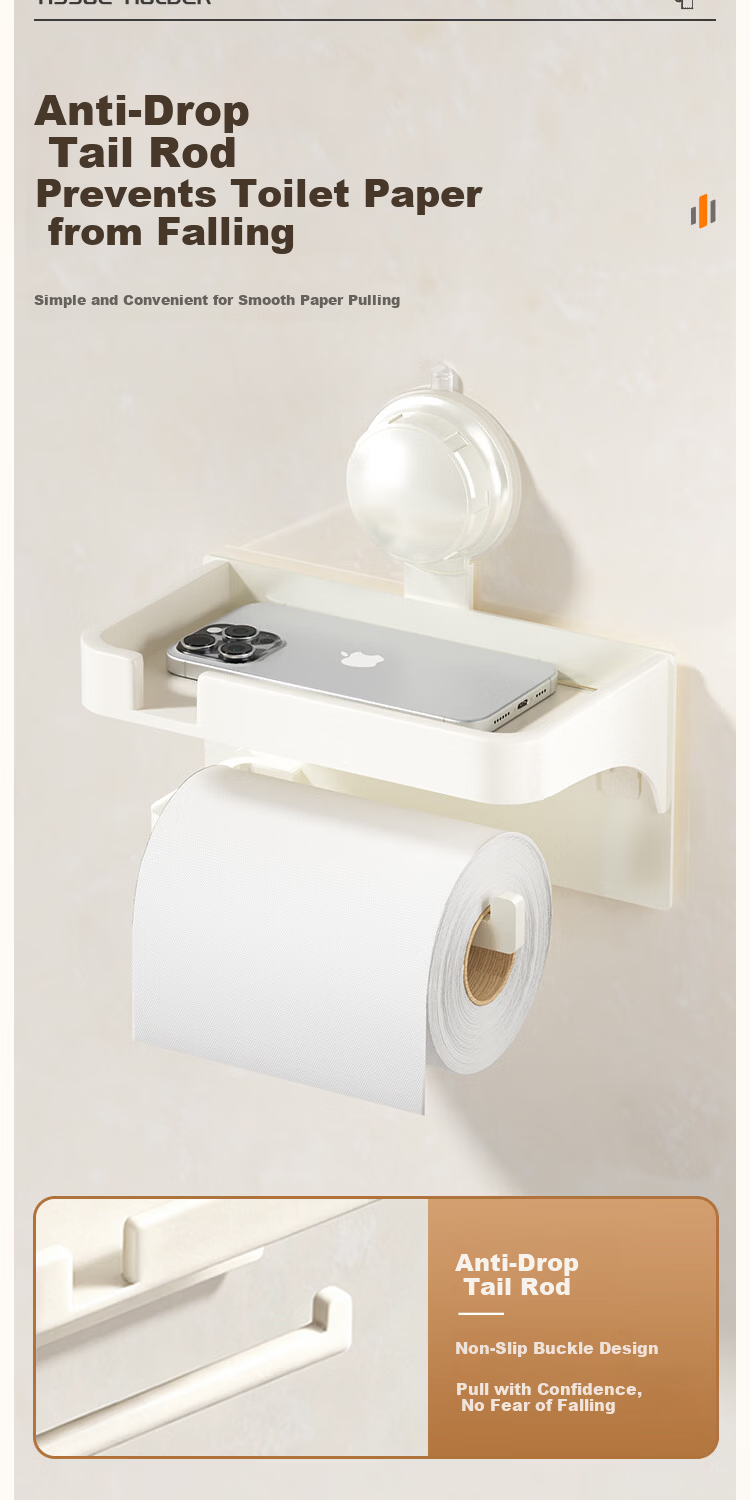 Xinpei Toilet Paper Holder, No Drilling Required, Bathroom Roll Dispenser, Hotel Commercial Space Aluminum Tissue Box, Bathroom Storage Rack 7