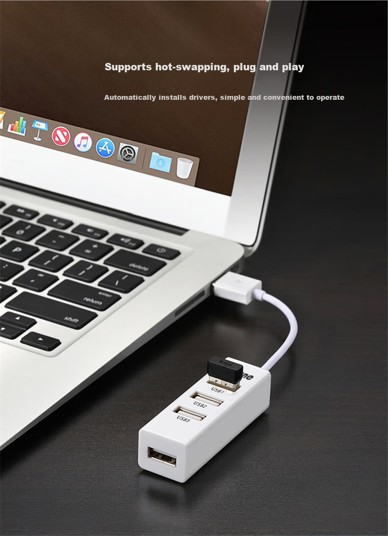 Newmine USB 2.0 High-Speed 4-Port HUB Splitter USB Expansion Dock Extension Cable Converter for Laptop Desktop Approx. 0.25m Black 5