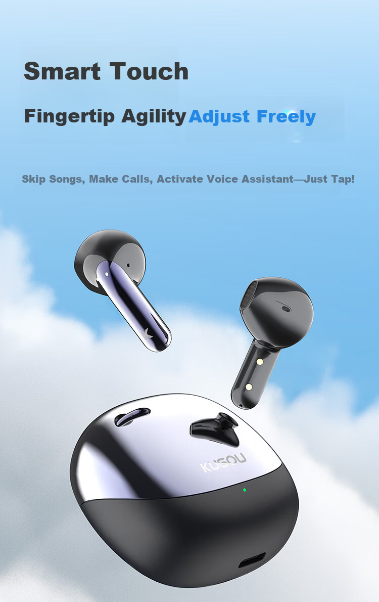 KUGOU M23 Bluetooth 6.0 Earphones Semi-In-Ear Wireless Music Gaming Low Latency Long Battery Life Noise Cancelling Compatible with Huawei Apple Xiaomi Men 17