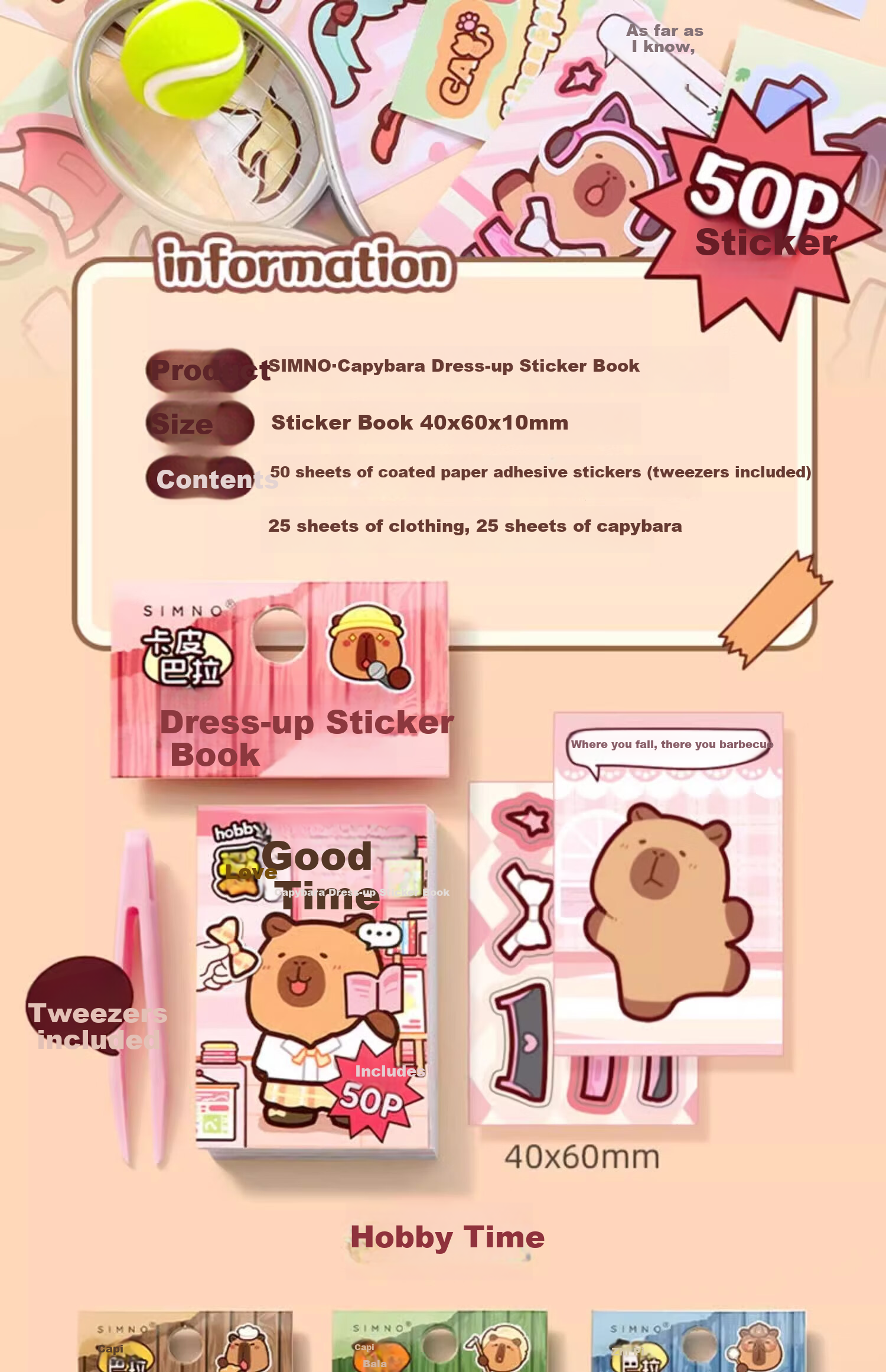 Class 3-2 Capybara Dress-Up Doudou Book Dress-Up Wardrobe Sticker Album DIY Children's Craft Sticker Book Cute Cartoon Princess Toy Book Role Play (Blue) 3
