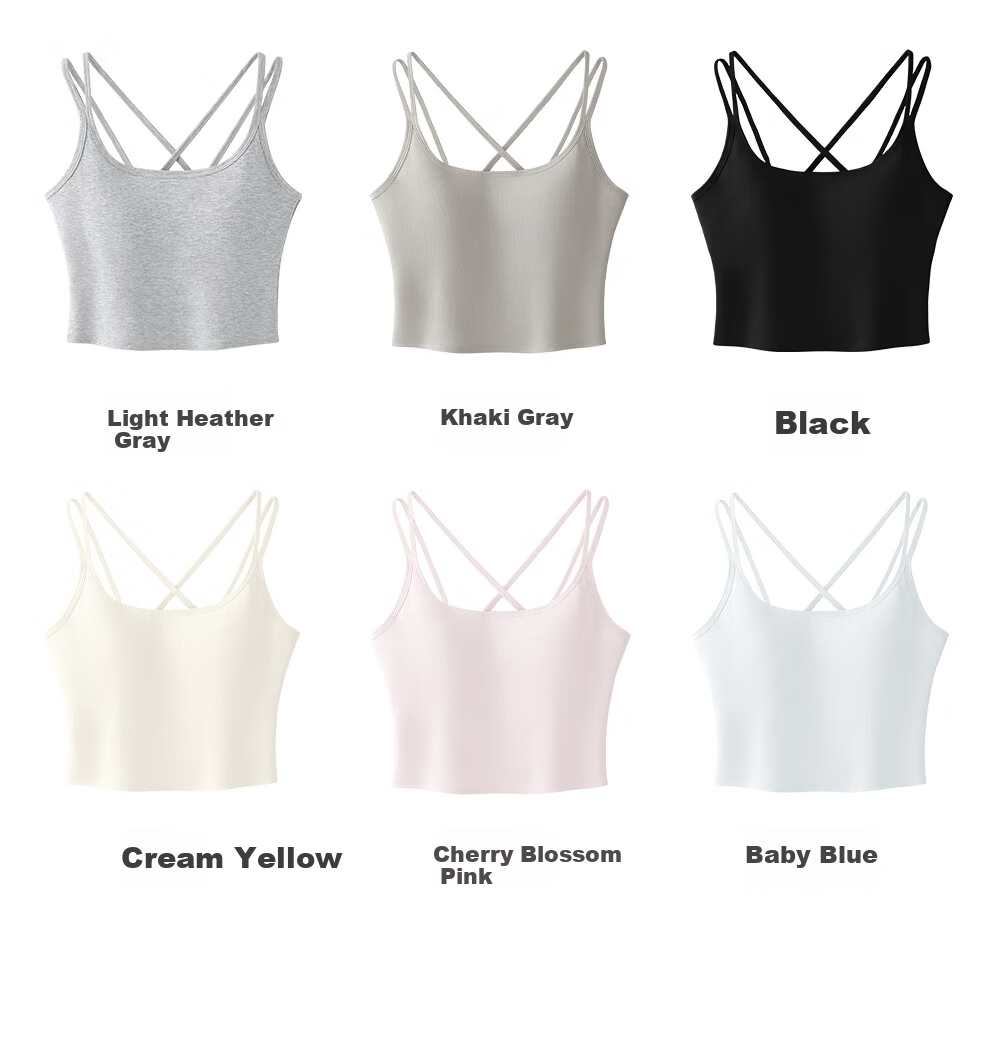 SecretWorld Zhao Jinmai Style Women's Camisole with Chest Pad, Bra-Free Integrated Back Design, White Outerwear and Innerwear 51